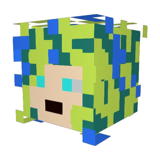 partypye Minecraft avatar head, 3D render