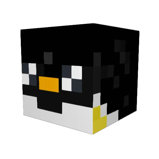 penguinless Minecraft avatar head, 3D render