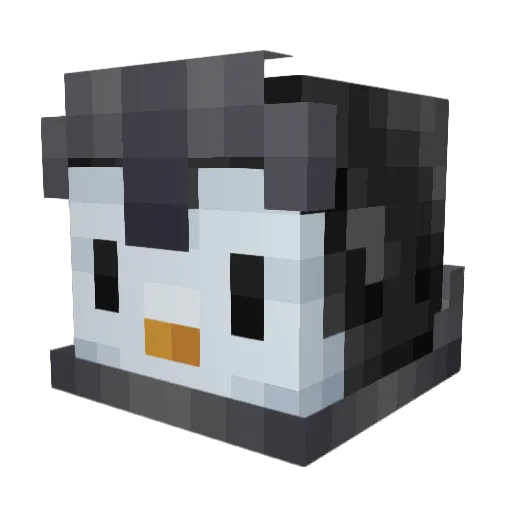penguintube Minecraft avatar head, 3D render