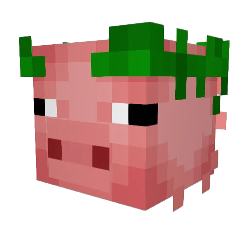 piggman_ Minecraft avatar head, 3D render