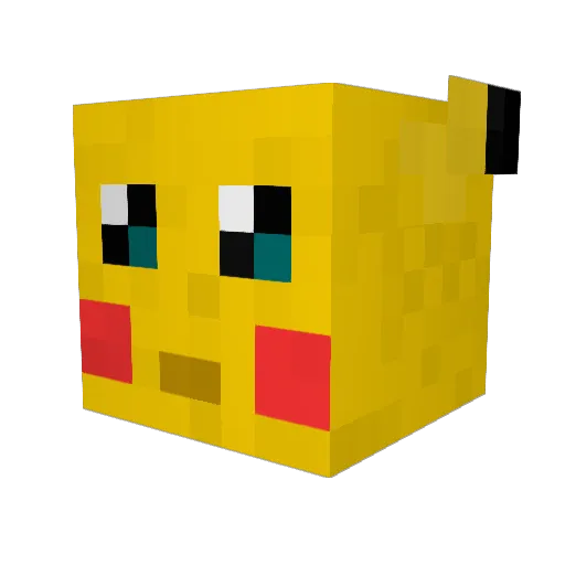 pikatch Minecraft avatar head, 3D render