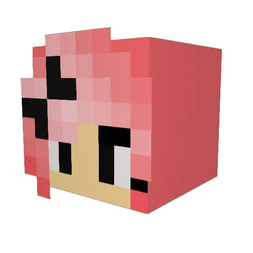 pinkbirthay Minecraft avatar head, 3D render