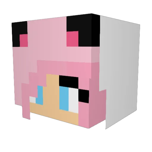 pinkgenie Minecraft avatar head, 3D render