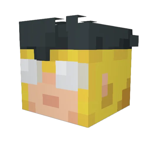 pluutomc Minecraft avatar head, 3D render