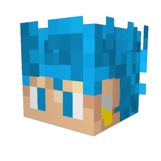 ponytate Minecraft avatar head, 3D render