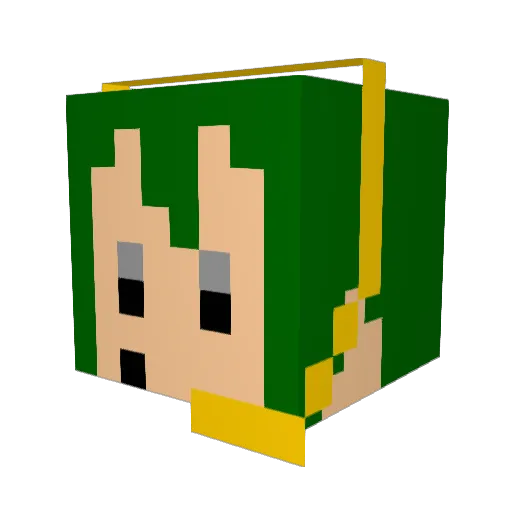 ponzuu Minecraft avatar head, 3D render