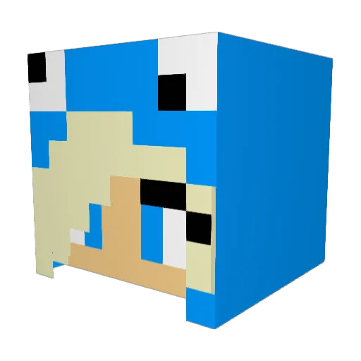 pp5857 Minecraft avatar head, 3D render