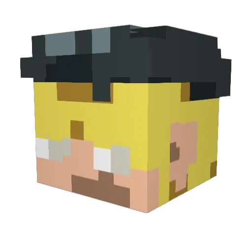 prettymuchded Minecraft avatar head, 3D render