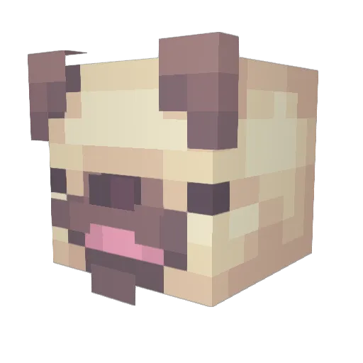 puggley Minecraft avatar head, 3D render