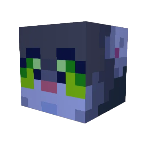 purcaty Minecraft avatar head, 3D render