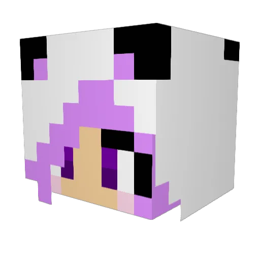 purple_panda_20 Minecraft avatar head, 3D render