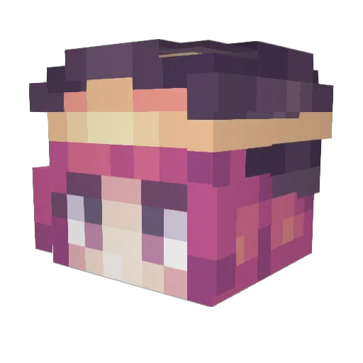 purvanilla Minecraft avatar head, 3D render