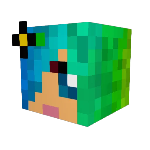 qicaomei Minecraft avatar head, 3D render