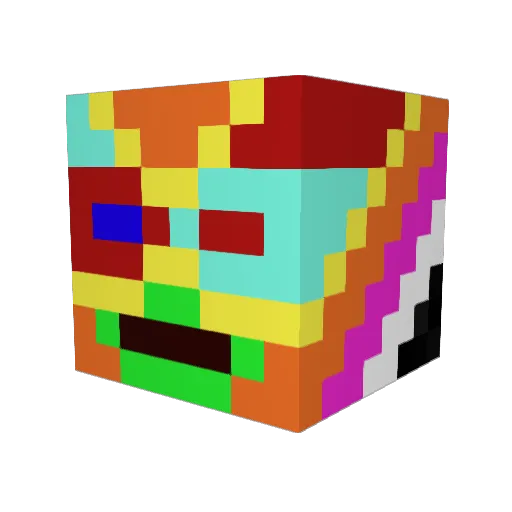 qpFLASHY Minecraft avatar head, 3D render