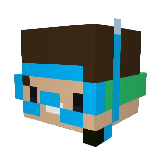 qtv Minecraft avatar head, 3D render