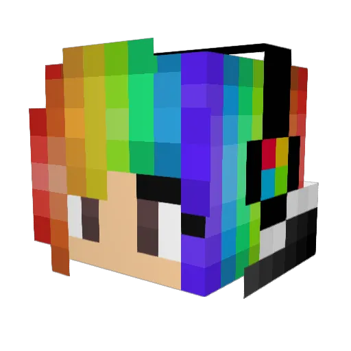 rainbow_macaroni Minecraft avatar head, 3D render