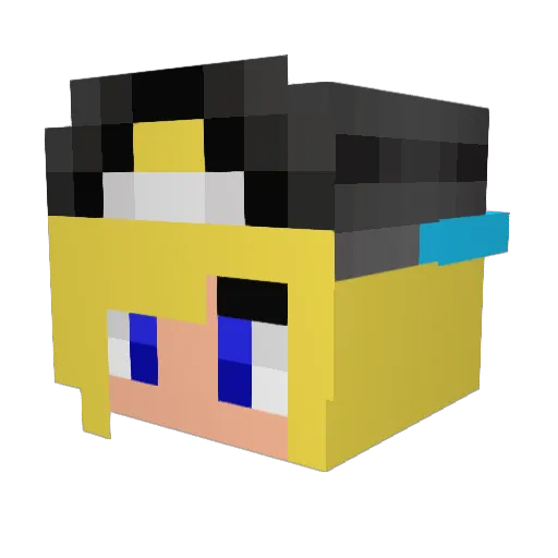 running90 Minecraft avatar head, 3D render
