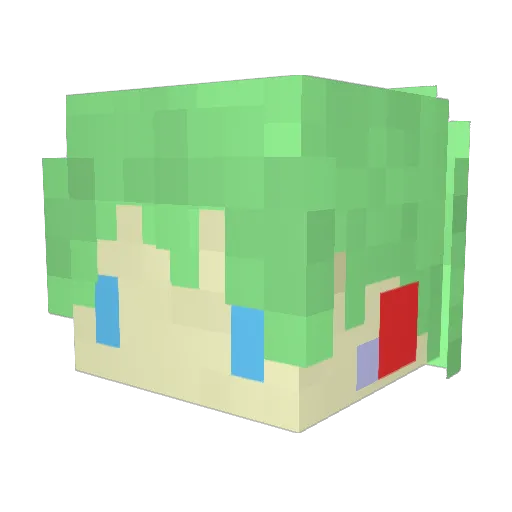 ryokutyakeki Minecraft avatar head, 3D render