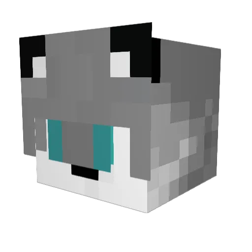 shadow_wolf_005 Minecraft avatar head, 3D render