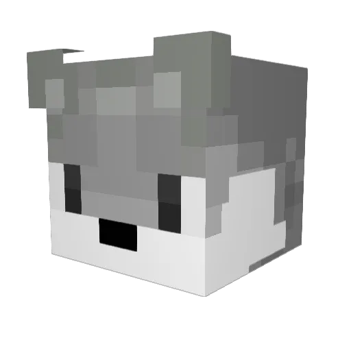 shadowcat Minecraft avatar head, 3D render