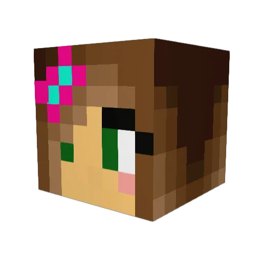 sharonpink Minecraft avatar head, 3D render
