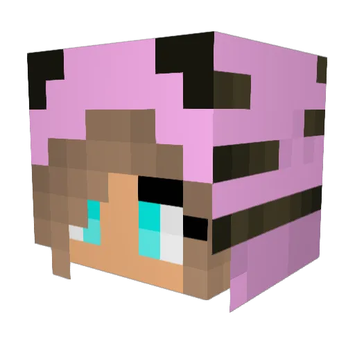 shiraneko Minecraft avatar head, 3D render