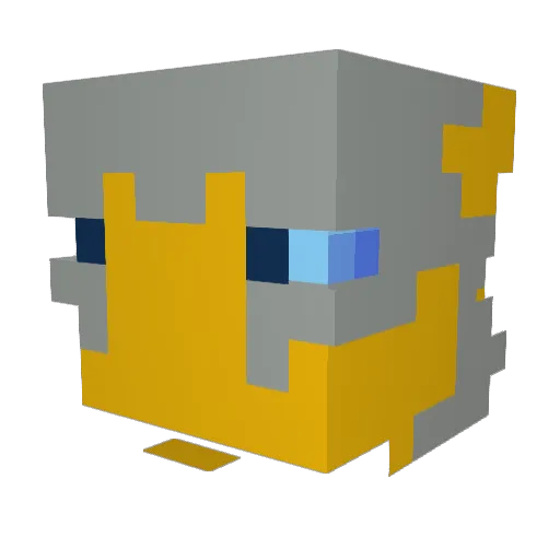 silverared Minecraft avatar head, 3D render