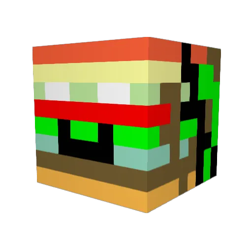 skracked Minecraft avatar head, 3D render