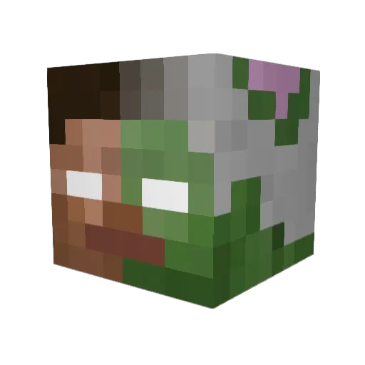 sliceopen Minecraft avatar head, 3D render