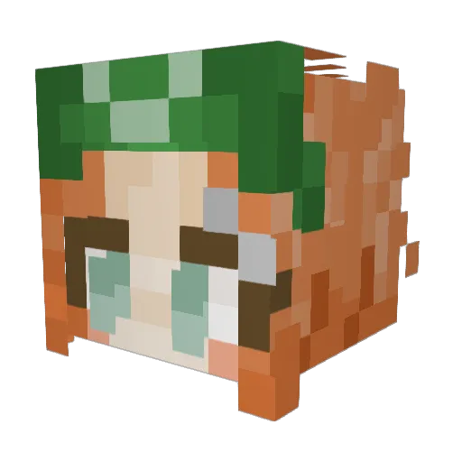 sreva Minecraft avatar head, 3D render