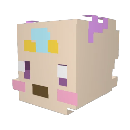 strawberryjen Minecraft avatar head, 3D render