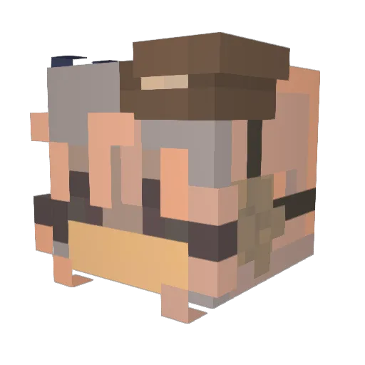 strcssed Minecraft avatar head, 3D render