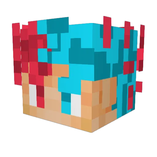 supasaiyan Minecraft avatar head, 3D render