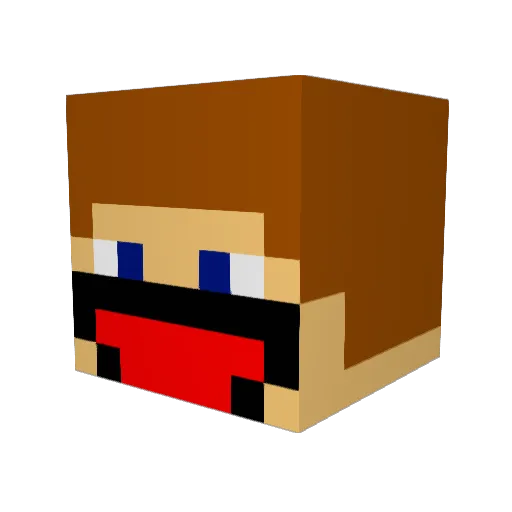 superhappydan Minecraft avatar head, 3D render