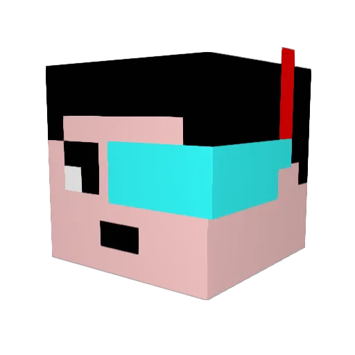 tanahashi Minecraft avatar head, 3D render