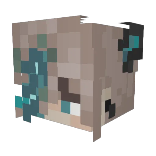 teal_boy Minecraft avatar head, 3D render