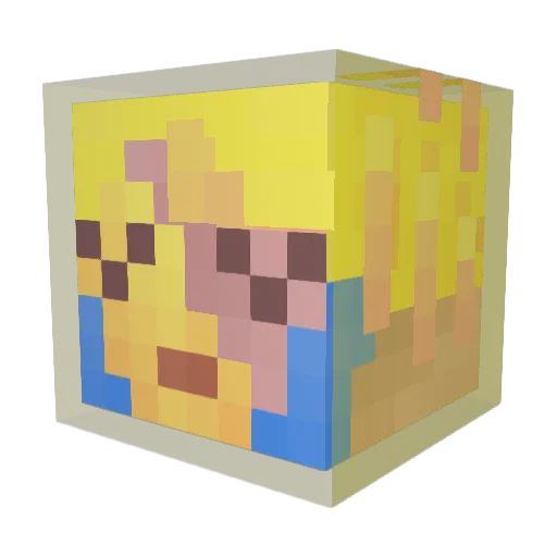 telegrammatic Minecraft avatar head, 3D render