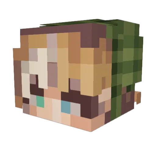 the_RYUSAM_blue Minecraft avatar head, 3D render