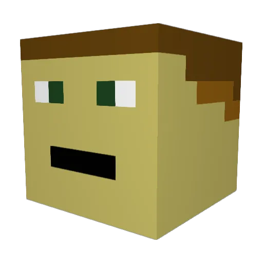 tooraw4u Minecraft avatar head, 3D render