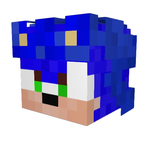 tufsonic Minecraft avatar head, 3D render