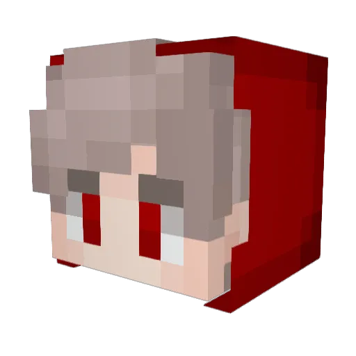 twinred Minecraft avatar head, 3D render