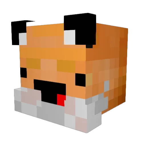 u1f98a Minecraft avatar head, 3D render
