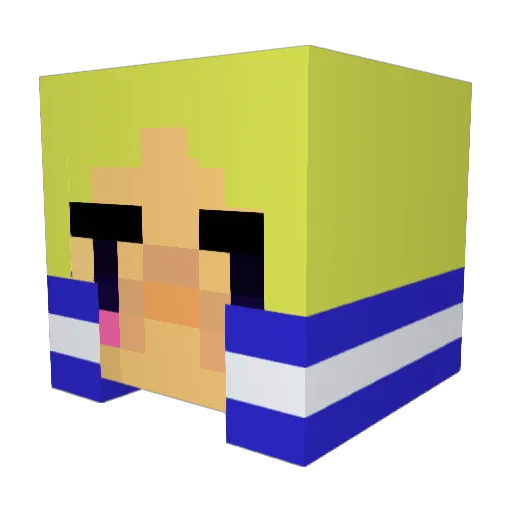 uedaaa Minecraft avatar head, 3D render
