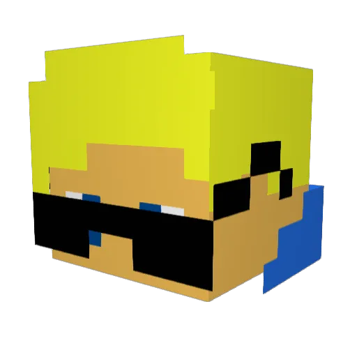 unch Minecraft avatar head, 3D render