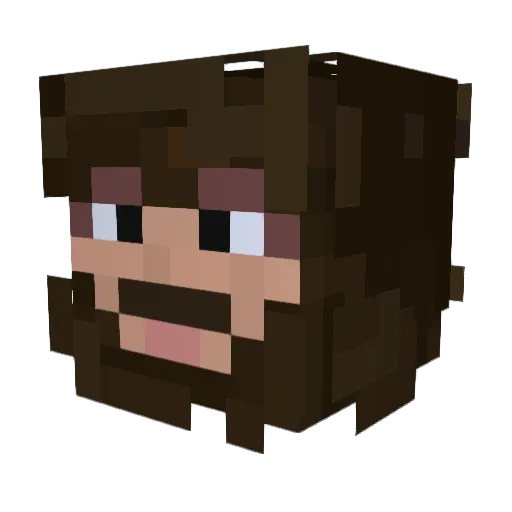 underleveled_ Minecraft avatar head, 3D render