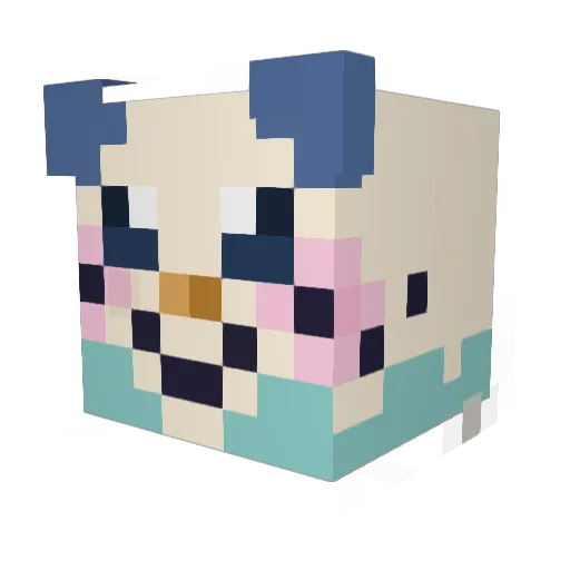 unfunny_official Minecraft avatar head, 3D render