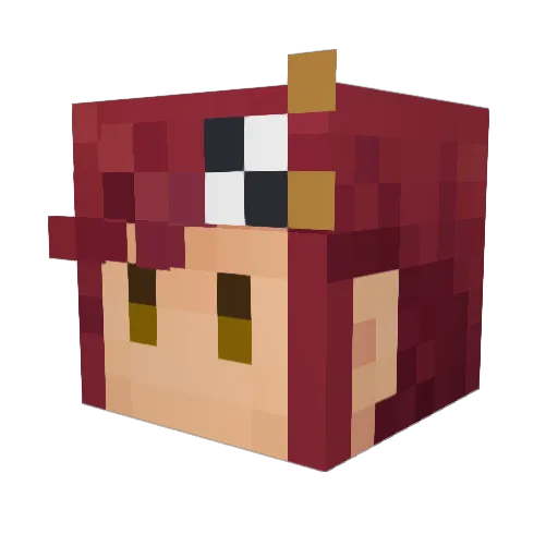 usiking Minecraft avatar head, 3D render