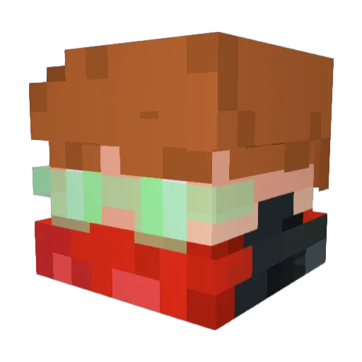 vV1RuSs Minecraft avatar head, 3D render