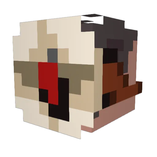 video_kojima Minecraft avatar head, 3D render