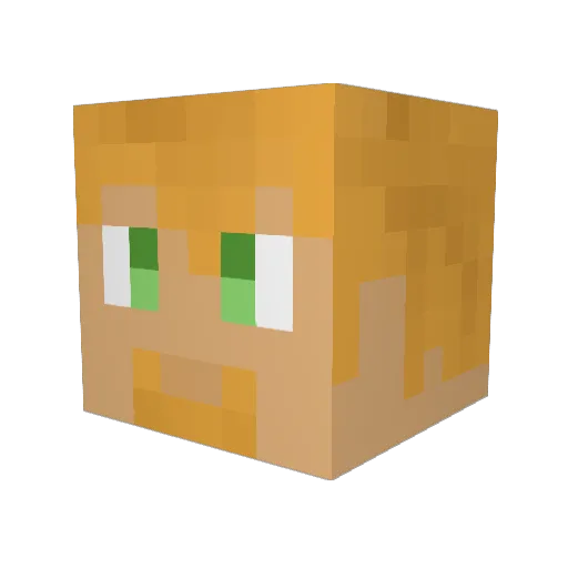 volisita Minecraft avatar head, 3D render